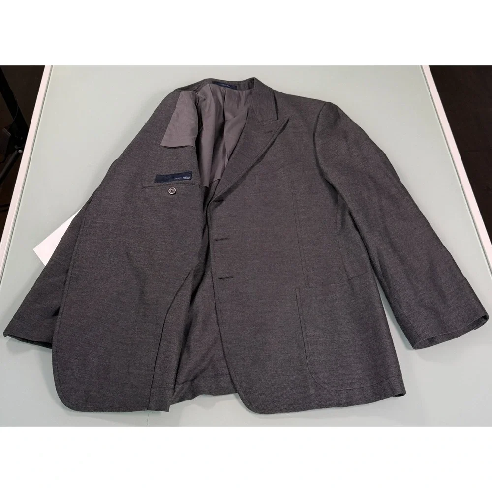 Joseph Abboud Blazer Jacket Mens Dark Gray 100% Cotton Peek Lapel  - 44 Short